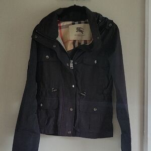 Burberry Black Utility Jacket with Hood and Zipper
